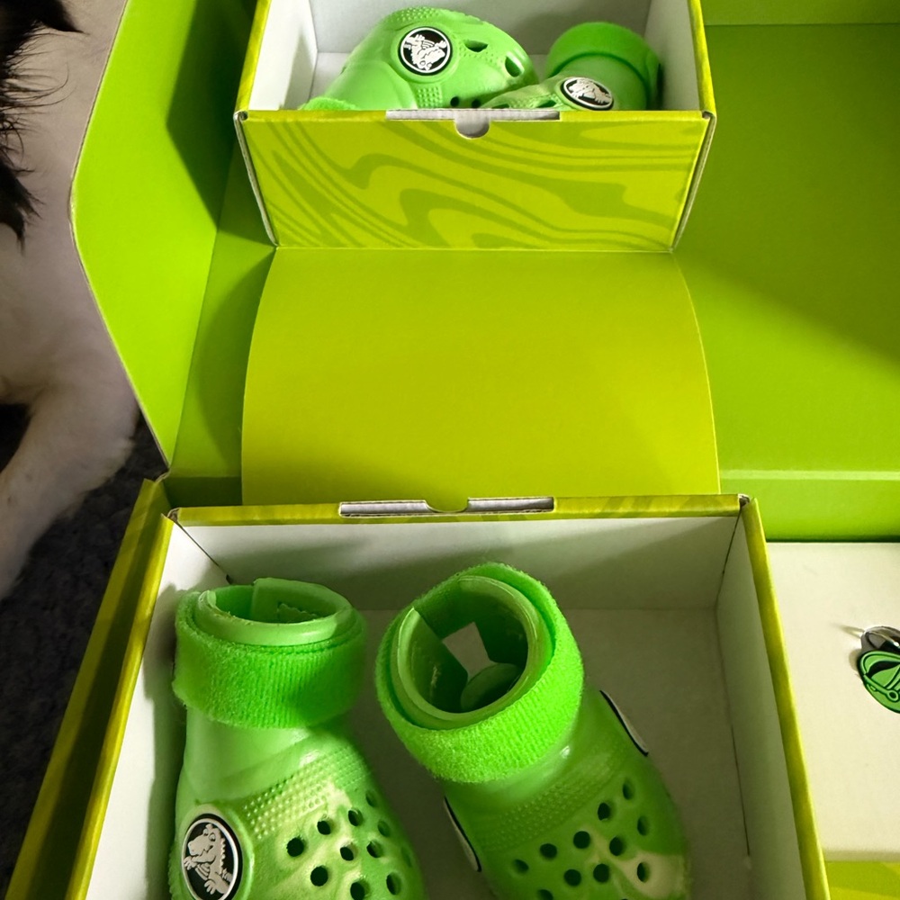 CROCS Neon Green Dog Shoes